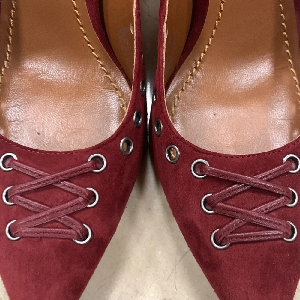COACH VARICK LACE-UP PUMP IN MERLOT WITH 85MM HEEL SIZE US 8 - Picture 10 of 11